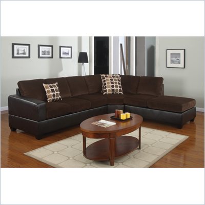 Poundex Bobkona U-Design Microfiber 3-Piece Sectional in Mellifluous Chocolate