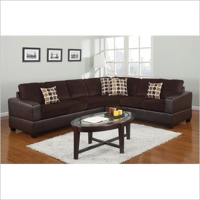 Poundex Bobkona U-Design Microfiber 3-Piece Sectional in Moiety Chocolate
