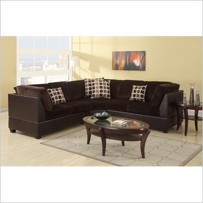 Poundex Bobkona U-Design Microfiber 3-Piece Sectional in Opulent Chocolate