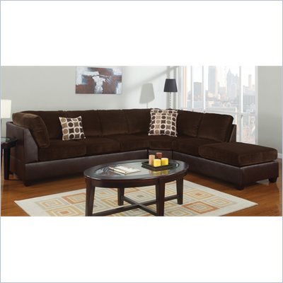 Poundex Bobkona U-Design Microfiber 3-Piece Sectional in Pastiche Chocolate