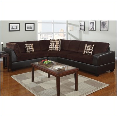 Poundex Bobkona U-Design Microfiber 3-Piece Sectional in Petrichor Chocolate