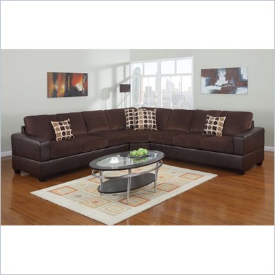 Poundex Bobkona U-Design Microfiber 3-Piece Sectional in Summery Chocolate