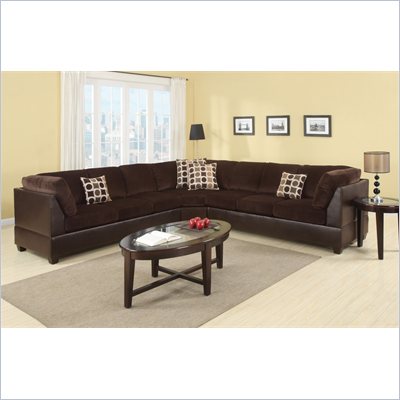 Poundex Bobkona U-Design Microfiber 3-Piece Sectional in Sumptuous Chocolate