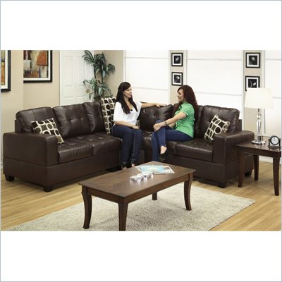 Poundex Bobkona U-Design Bonded Leather 3-Piece Sectional in Glamour Espresso