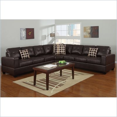 Poundex Bobkona U-Design Bonded Leather 3-Piece Sectional in Summery Espresso