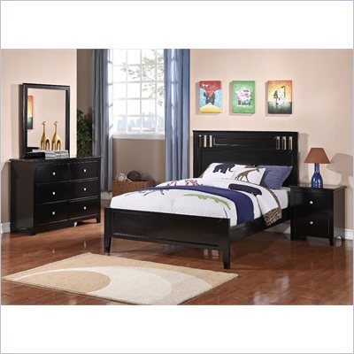 Poundex 4-Piece Twin Bedroom Set in Black