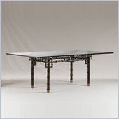 Henry Link Marlborough Dining Table with Glass Top in Cognax and Brass