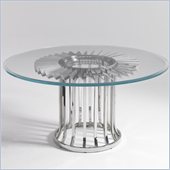Aquarius Impulse Round Glass Dining Table in Polished Stainless Steel
