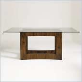 Aquarius Domain Rectangular Glass Dining Table in Walnut Finish