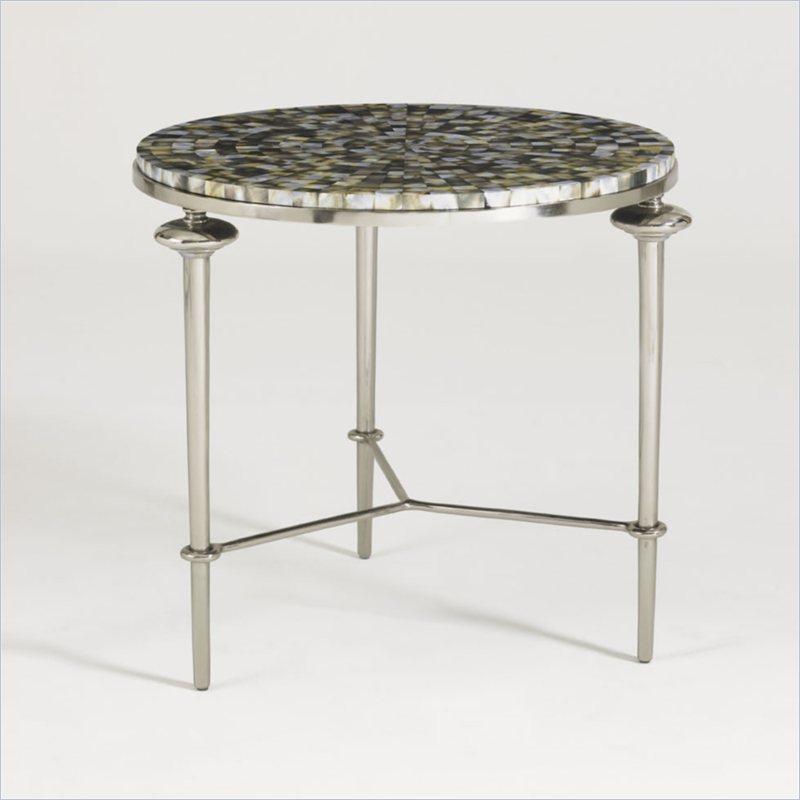 Aquarius Silver Shell Lamp Table in Antique Silver Finish