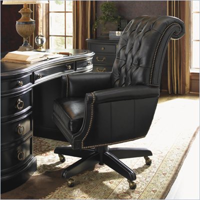 Sligh Breckenridge Cascade Leather Desk Chair in Weathered Black