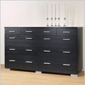 Tvilum Vancouver 10 Drawer Double Dresser in Black Woodgrain