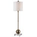 Uttermost Laton Metal with White Shade Buffet Lamp  in Brushed Brass
