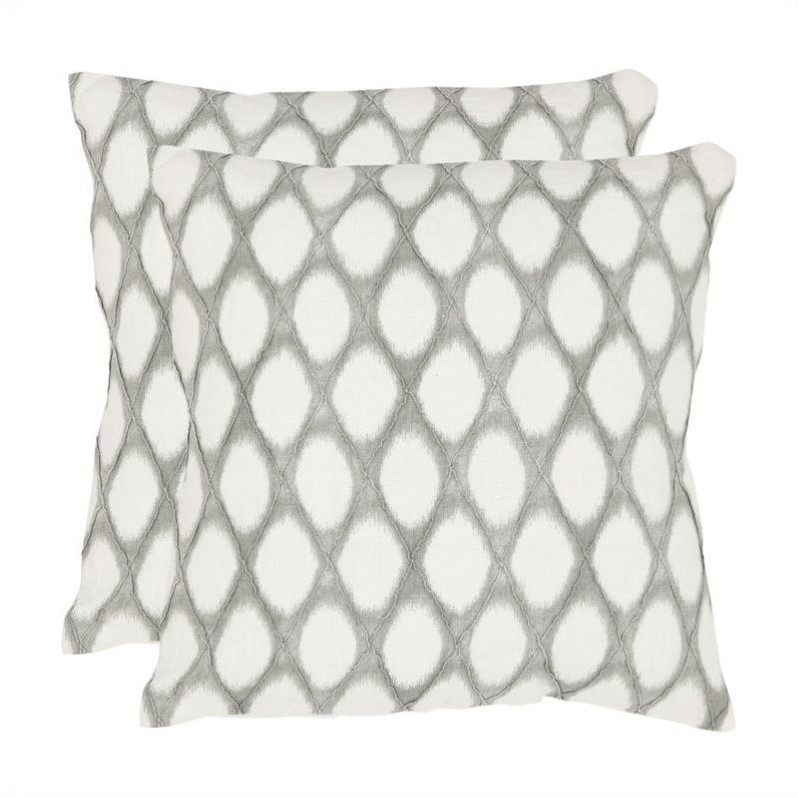 Safavieh Kendell 22-inch Decorative Pillows Grey (Set of 2)