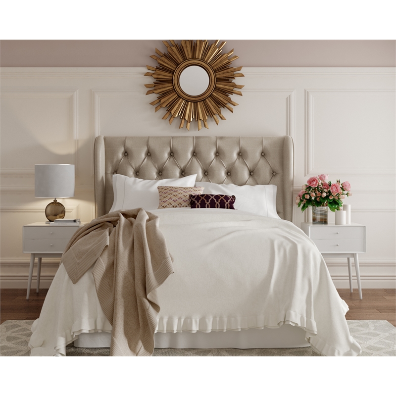Lillian August Harlow Upholstered Headboard King Size Soft Beige