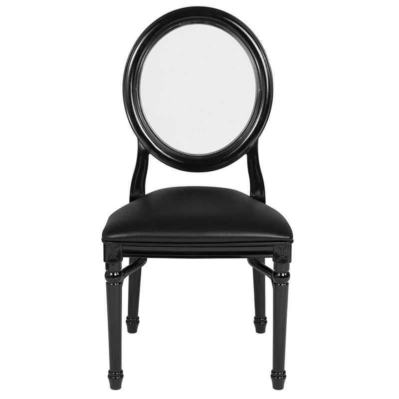 Flash Furniture Hercules King Louis Faux Leather Dining Side Chair in Black