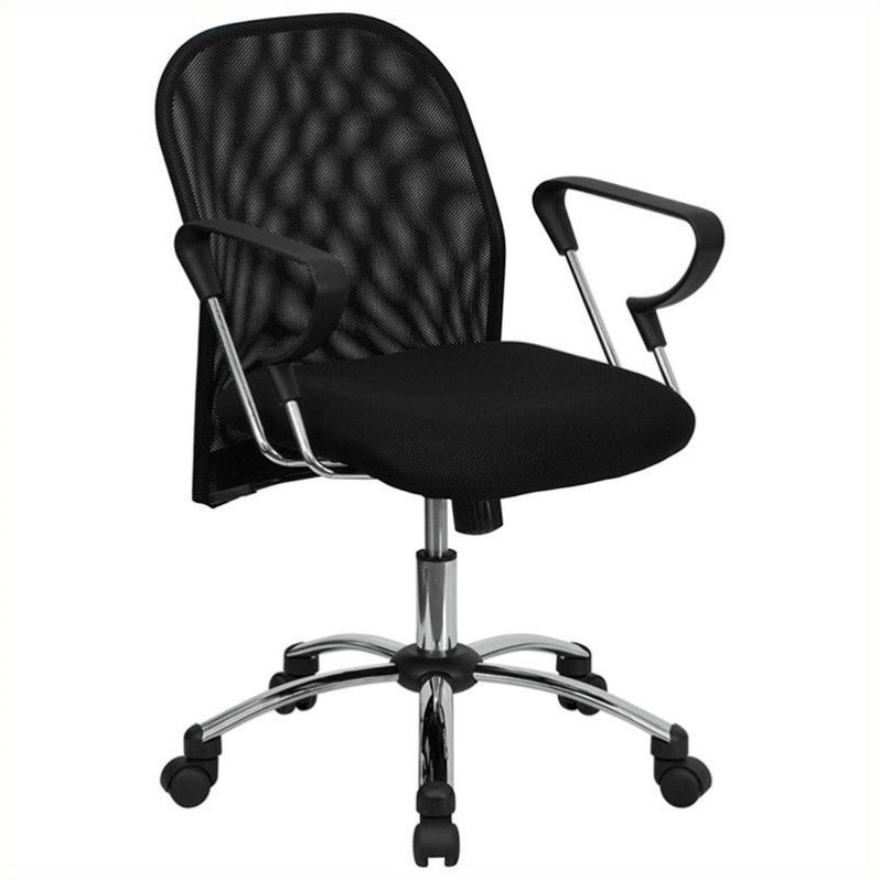 Flash Furniture Mid Back Mesh Office Chair in Black with Chrome Base