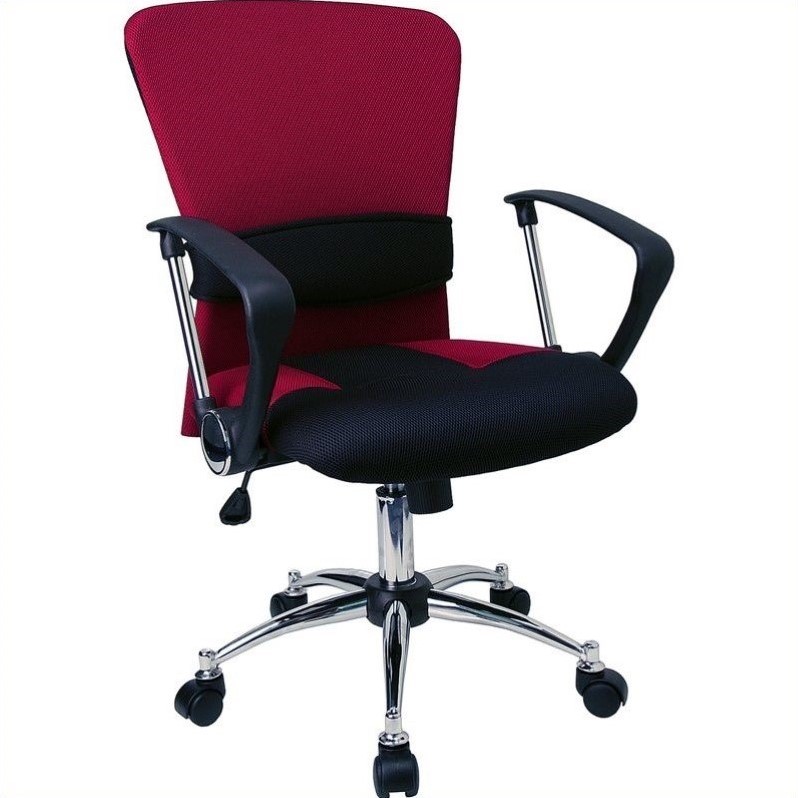 Flash Furniture Mid-Back Mesh Office Chair in Burgundy