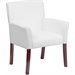 Flash Furniture Leather Executive Side Guest Chair in White and Mahogany