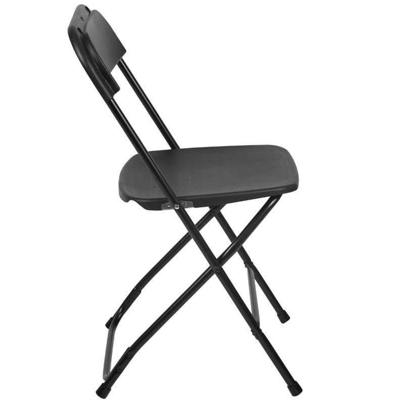 Flash Furniture Hercules Series Premium Plastic Folding Chair in Black