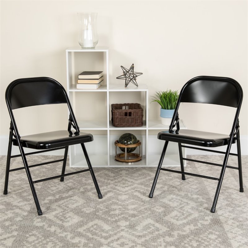 Flash Furniture Hercules Series Metal Folding Chair in Black