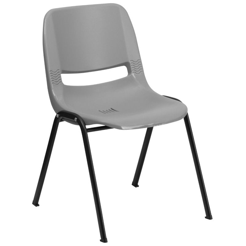 Flash Furniture Hercules Ergonomic Shell Stacking Chair in Gray