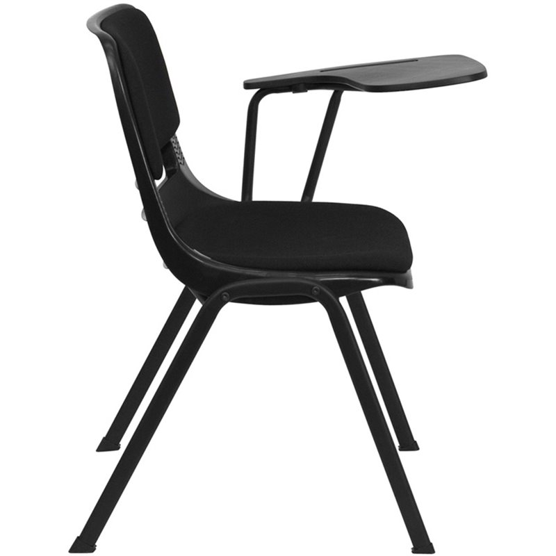 Flash Furniture Padded Ergonomic Shell Stacking Folding Chair in Black