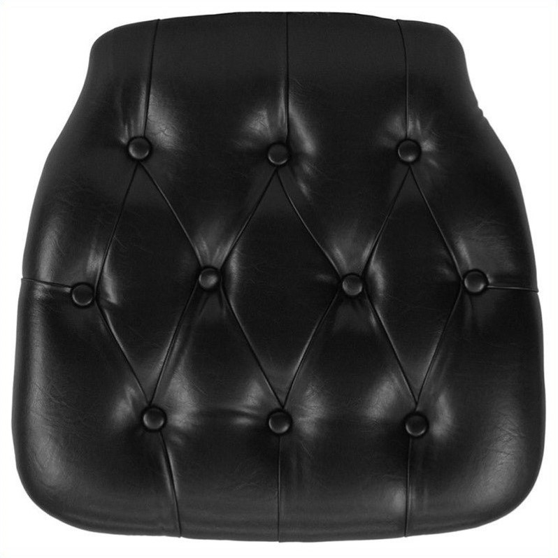 Flash Furniture Hard Tufted Vinyl Chiavari Chair Cushion in Black