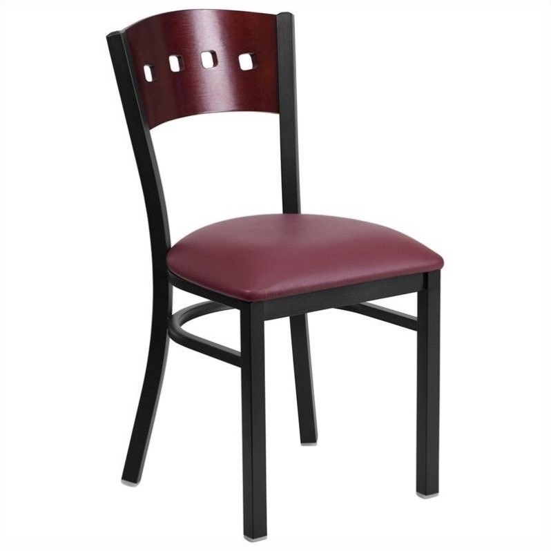 Flash Furniture Hercules Upholstered Restaurant Dining Chair In Flash Furniture Hercules Upholstered Restaurant Dining Chair In Mahogany And Burdy