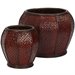 Nearly Natural Rounded Weave Decorative Planters in Brown (Set of 2)