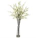 Nearly Natural Cherry Blossoms with Vase Silk Flower Arrangement in White
