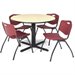 Regency Round Lunchroom Table and 4 Burgundy M Stack Chairs in Beige
