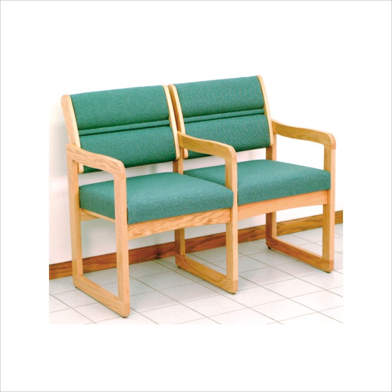 Dakota Wave Valley 2 Seat Guest Chair In Light Oak Black Vinyl