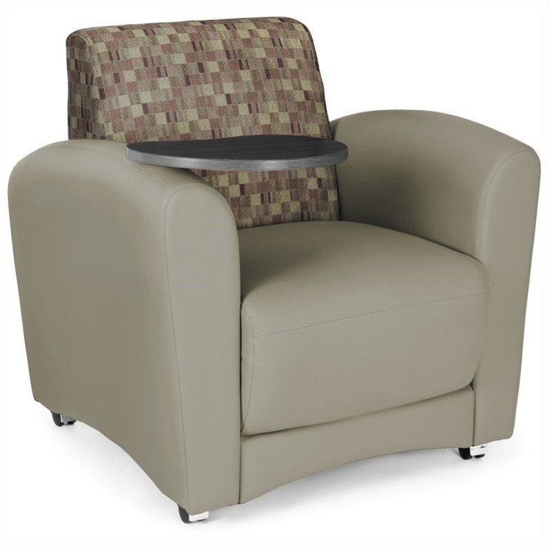 OFM Interplay Guest Chair with Single Tablet in Taupe and Tungsten