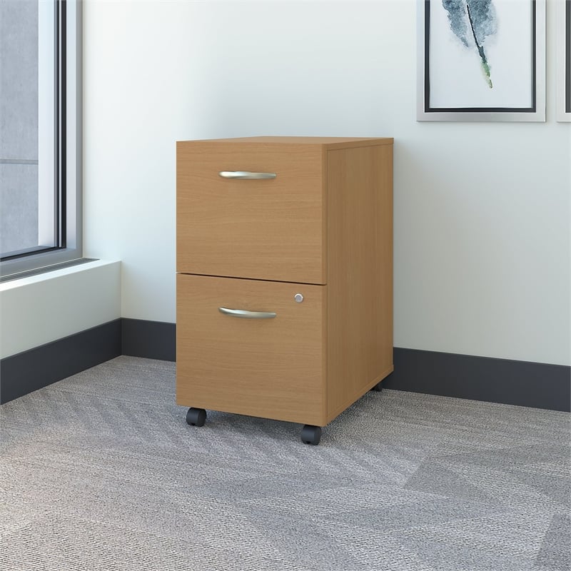 Bush Business Series C Drawer Mobile File Cabinet In Light Oak Wc