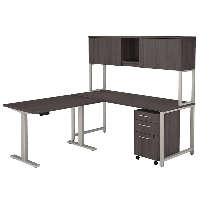 Bush Business 400 Series 72w L Shaped Desk Office Suite In Storm Bush Business 400 Series 72w L Shaped Desk Office Suite In Storm Gray