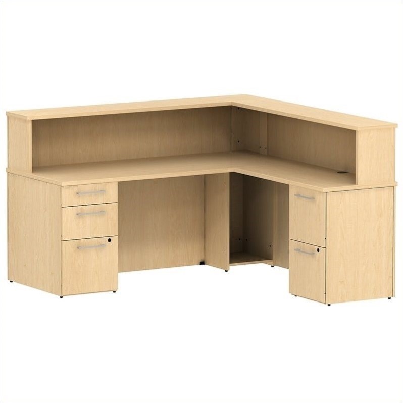 Bush Business 300 Series 72 L Shaped Reception Desk In Natural Bush Business 300 Series 72