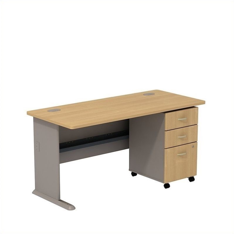 Bush Business Series A 60 Desk With Mobile File Cabinet In Light Bush Business Series A 60
