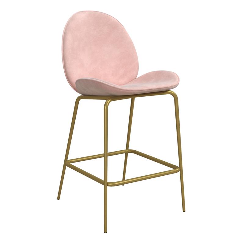 CosmoLiving by Cosmopolitan Astor Counter Stool in Pink Velvet