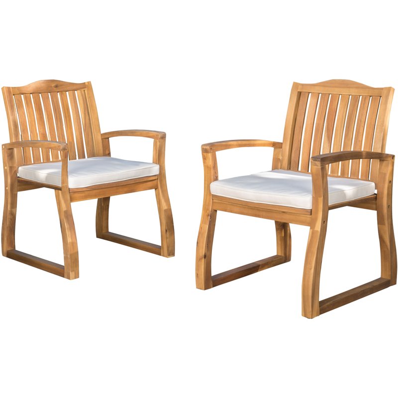 Noble House Della Wooden Patio Dining Arm Chair In Teak Set Of