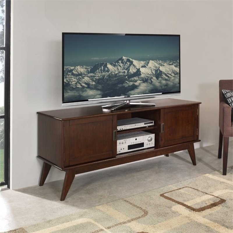 Simpli Home Dr 60 Low Tv Stand In Auburn Brown