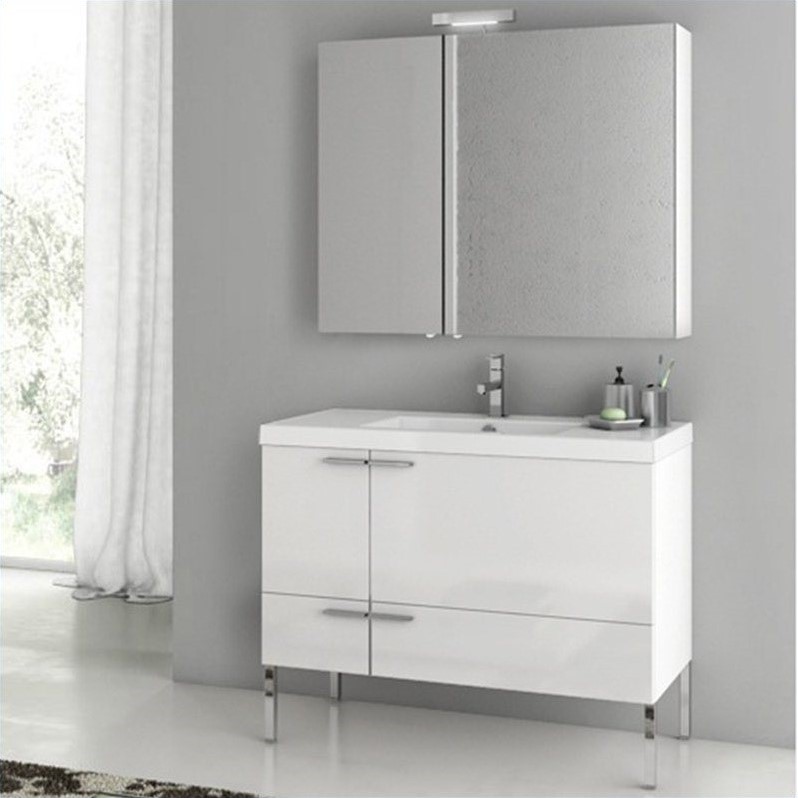 Nameek's ACF 40 New Space 5 Piece Standing Bathroom Vanity Set in Glossy White