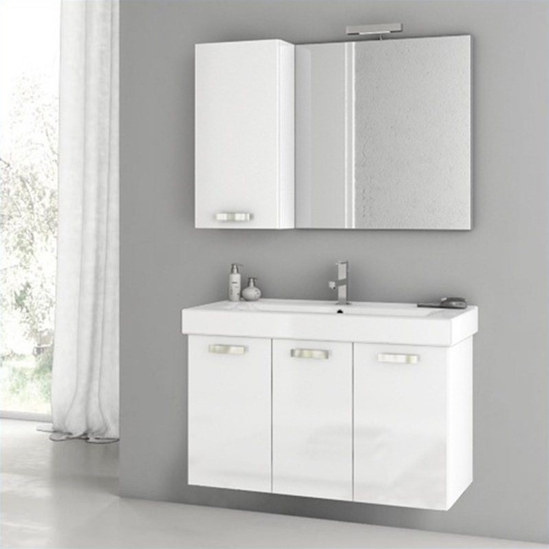 Nameek's Cubical 37 Wall Mounted Bathroom Vanity Set in Glossy White