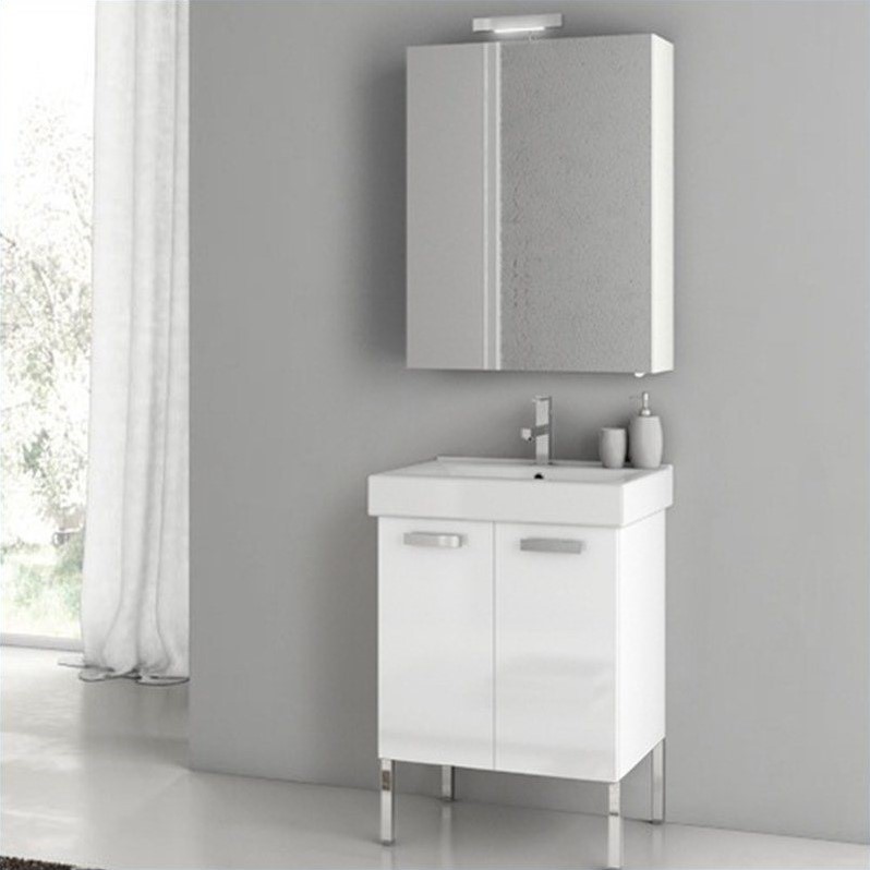 Nameek's ACF Cubical 22 Standing Bathroom Vanity Set in Glossy White