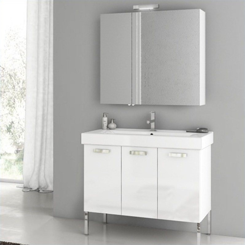 Nameek's ACF 37 Cubical Standing Bathroom Vanity Set in Glossy White