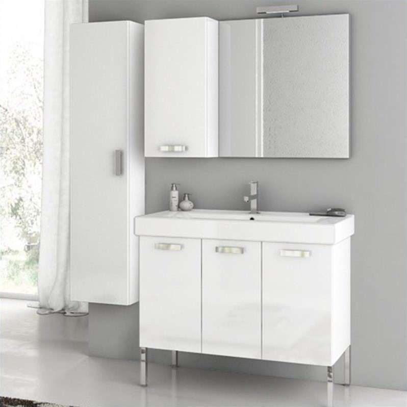 Nameek's ACF 37 Cubical 8 Piece Standing Bathroom Vanity Set in Glossy White