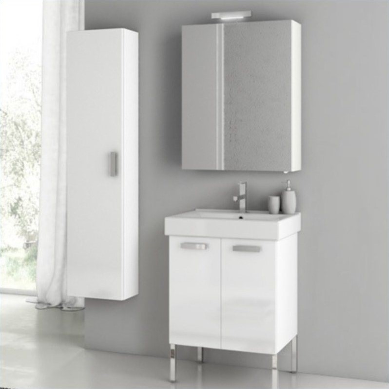 Nameek's ACF 22 Cubical Standing Bathroom Vanity Set in Glossy White