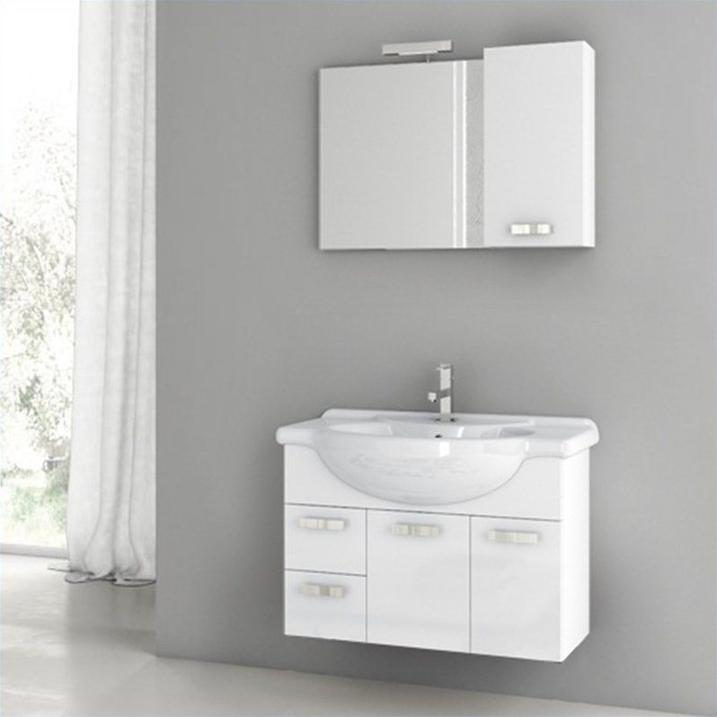 Nameek's Phinex 32 Wall Mounted Bathroom Vanity Set in Glossy White