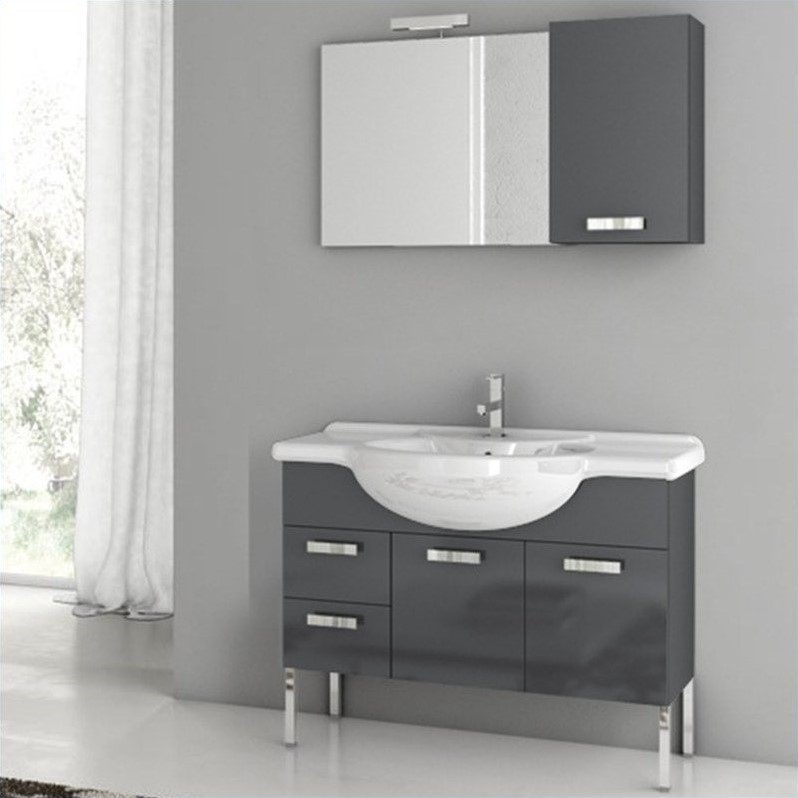 Nameek's Phinex 40 Standing Bathroom Vanity Set in Glossy Anthracite