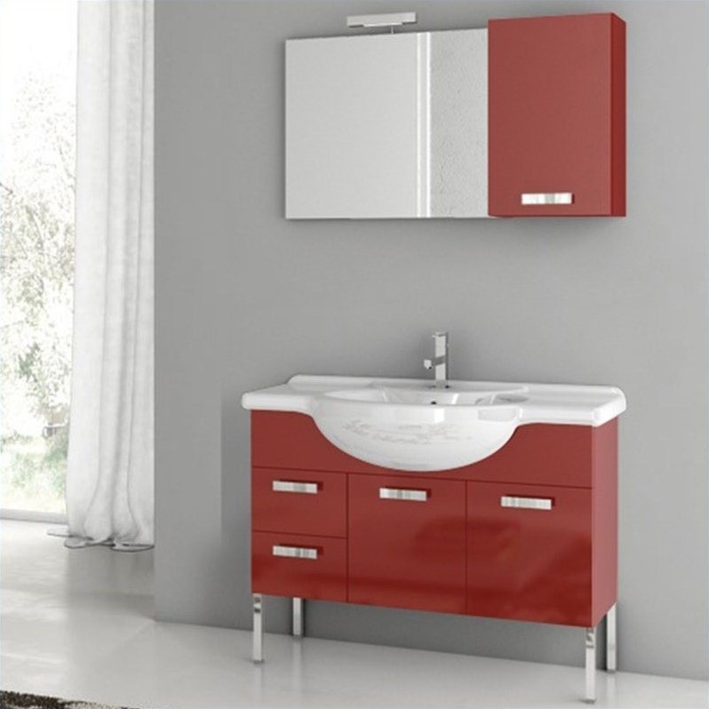 Nameek's ACF 40 Phinex 6 Piece Standing Bathroom Vanity Set in Glossy Red